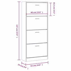) New Wood Shoe Cabinet 2Drawer Storage Cupboard Rack Shelf Multi Colours/Sizes - White, 63 x 24 x 147 cm (W x D x H - Additional view 3