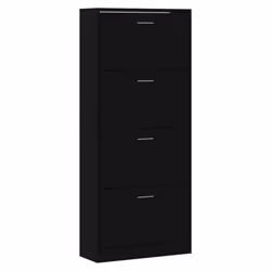 ) New Wood Shoe Cabinet 2Drawer Storage Cupboard Rack Shelf Multi Colours/Sizes - Black, 63 x 24 x 147 cm (W x D x H - Additional view 2