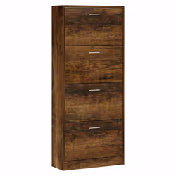 ) New Wood Shoe Cabinet 2Drawer Storage Cupboard Rack Shelf Multi Colours/Sizes - Smoked oak, 63 x 24 x 147 cm (W x D x H - Additional view 2