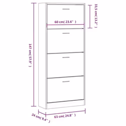 ) New Wood Shoe Cabinet 2Drawer Storage Cupboard Rack Shelf Multi Colours/Sizes - Smoked oak, 63 x 24 x 147 cm (W x D x H - Additional view 3