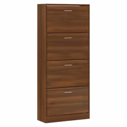 ) New Wood Shoe Cabinet 2Drawer Storage Cupboard Rack Shelf Multi Colours/Sizes - Brown oak, 63 x 24 x 147 cm (W x D x H - Additional view 2