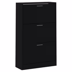 ) New Wood Shoe Cabinet 2Drawer Storage Cupboard Rack Shelf Multi Colours/Sizes - Black, 63 x 24 x 103 cm (W x D x H - Additional view 2