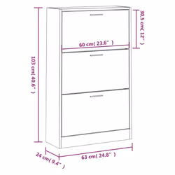 ) New Wood Shoe Cabinet 2Drawer Storage Cupboard Rack Shelf Multi Colours/Sizes - Black, 63 x 24 x 103 cm (W x D x H - Additional view 7