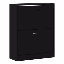 ) New Wood Shoe Cabinet 2Drawer Storage Cupboard Rack Shelf Multi Colours/Sizes - Black, 63 x 24 x 81 cm (W x D x H - Additional view 2