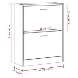 ) New Wood Shoe Cabinet 2Drawer Storage Cupboard Rack Shelf Multi Colours/Sizes - Black, 63 x 24 x 81 cm (W x D x H - Additional view 3