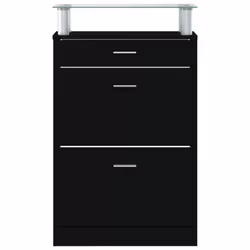 vidaXL Shoe Cabinet with a Drawer and a Top Glass Shelf Wood Multi Colours - Black - Additional view 5