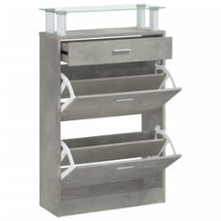vidaXL Shoe Cabinet with a Drawer and a Top Glass Shelf Wood Multi Colours - Concrete grey