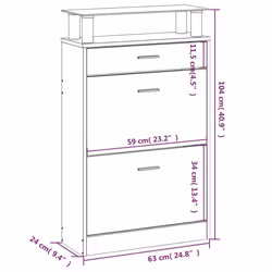 vidaXL Shoe Cabinet with a Drawer and a Top Glass Shelf Wood Multi Colours - Smoked oak - Additional view 8