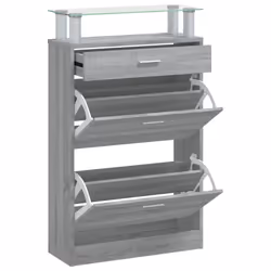 vidaXL Shoe Cabinet with a Drawer and a Top Glass Shelf Wood Multi Colours - Grey sonoma