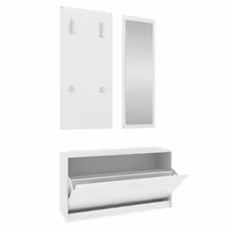 vidaXL 3-in-1 Wooden Shoe Cabinet Set Organiser Storage Rack Multi Colours - White