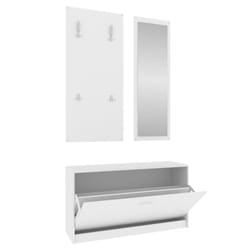 vidaXL 3-in-1 Wooden Shoe Cabinet Set Organiser Storage Rack Multi Colours - White