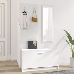 vidaXL 3-in-1 Wooden Shoe Cabinet Set Organiser Storage Rack Multi Colours - White