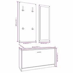vidaXL 3-in-1 Wooden Shoe Cabinet Set Organiser Storage Rack Multi Colours - White