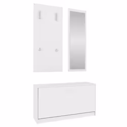 vidaXL 3-in-1 Wooden Shoe Cabinet Set Organiser Storage Rack Multi Colours - White - Additional view 4