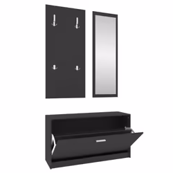 vidaXL 3-in-1 Wooden Shoe Cabinet Set Organiser Storage Rack Multi Colours - Black
