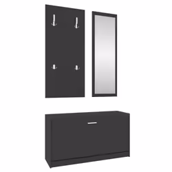 vidaXL 3-in-1 Wooden Shoe Cabinet Set Organiser Storage Rack Multi Colours - Black - Additional view 4
