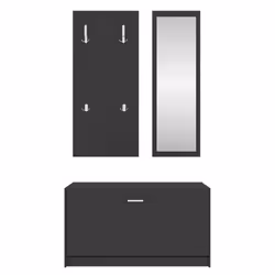 vidaXL 3-in-1 Wooden Shoe Cabinet Set Organiser Storage Rack Multi Colours - Black - Additional view 5