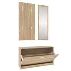 vidaXL 3-in-1 Wooden Shoe Cabinet Set Organiser Storage Rack Multi Colours - Sonoma oak