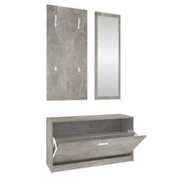 vidaXL 3-in-1 Wooden Shoe Cabinet Set Organiser Storage Rack Multi Colours - Concrete grey