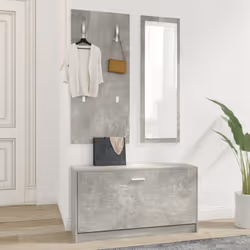 vidaXL 3-in-1 Wooden Shoe Cabinet Set Organiser Storage Rack Multi Colours - Concrete grey