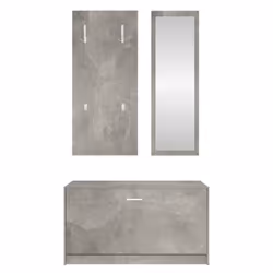vidaXL 3-in-1 Wooden Shoe Cabinet Set Organiser Storage Rack Multi Colours - Concrete grey - Additional view 5