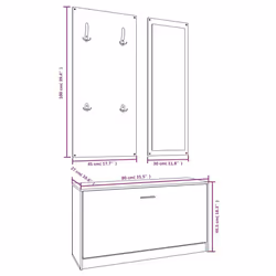 vidaXL 3-in-1 Wooden Shoe Cabinet Set Organiser Storage Rack Multi Colours - Concrete grey - Additional view 8