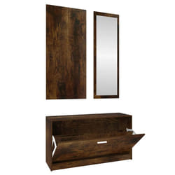 vidaXL 3-in-1 Wooden Shoe Cabinet Set Organiser Storage Rack Multi Colours - Smoked oak