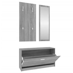 vidaXL 3-in-1 Wooden Shoe Cabinet Set Organiser Storage Rack Multi Colours - Grey sonoma