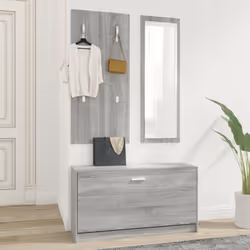 vidaXL 3-in-1 Wooden Shoe Cabinet Set Organiser Storage Rack Multi Colours - Grey sonoma