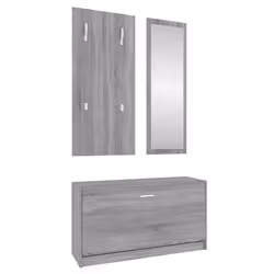 vidaXL 3-in-1 Wooden Shoe Cabinet Set Organiser Storage Rack Multi Colours - Grey sonoma - Additional view 4