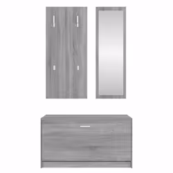 vidaXL 3-in-1 Wooden Shoe Cabinet Set Organiser Storage Rack Multi Colours - Grey sonoma - Additional view 5