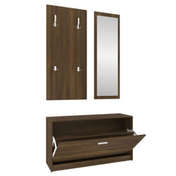 vidaXL 3-in-1 Wooden Shoe Cabinet Set Organiser Storage Rack Multi Colours - Brown oak