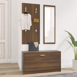 vidaXL 3-in-1 Wooden Shoe Cabinet Set Organiser Storage Rack Multi Colours - Brown oak