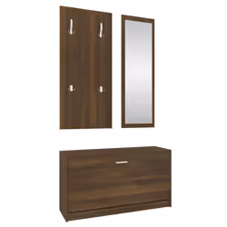 vidaXL 3-in-1 Wooden Shoe Cabinet Set Organiser Storage Rack Multi Colours - Brown oak - Additional view 4