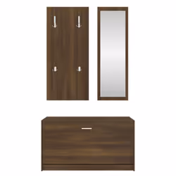 vidaXL 3-in-1 Wooden Shoe Cabinet Set Organiser Storage Rack Multi Colours - Brown oak - Additional view 5