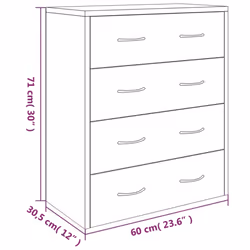 vidaXL Sideboard with 4 Drawers Storage Organiser Cupboard Console Cabinet - Smoked oak - Additional view 6
