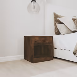vidaXL 2x Bedside Cabinets with Drawer Nightstand Bedroom Table Multi Colours - Smoked oak - Additional view 2
