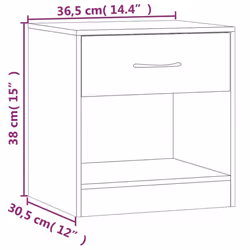 vidaXL 2x Bedside Cabinets with Drawer Nightstand Bedroom Table Multi Colours - Smoked oak - Additional view 3