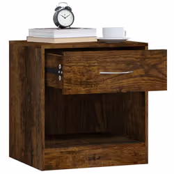 vidaXL 2x Bedside Cabinets with Drawer Nightstand Bedroom Table Multi Colours - Smoked oak - Additional view 4