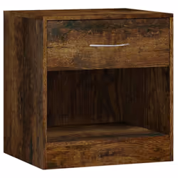 vidaXL 2x Bedside Cabinets with Drawer Nightstand Bedroom Table Multi Colours - Smoked oak - Additional view 5