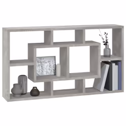 vidaXL Floating Wall Display Shelf 8 Compartments Hanging Rack Floating Shelf - Concrete grey