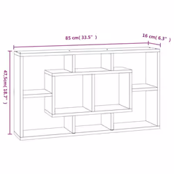 vidaXL Floating Wall Display Shelf 8 Compartments Hanging Rack Floating Shelf - Concrete grey