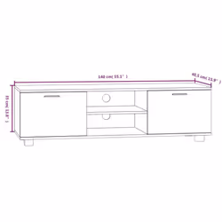 ) vidaXL TV Cabinet Entertainment Centre TV Stand Media TV Unit Engineered Wood - Smoked oak, 140 x 40.5 x 35 cm (W x D x H - Additional view 7