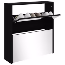 ) Shoe Cabinet Storage Organiser Rack Stand Multi Colours 63x17x102.5/63x17x67cm - Black, 63 x 17 x 67 cm (W x D x H - Additional view 2