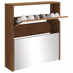 ) Shoe Cabinet Storage Organiser Rack Stand Multi Colours 63x17x102.5/63x17x67cm - Brown oak, 63 x 17 x 67 cm (W x D x H - Additional view 2