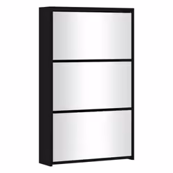 ) Shoe Cabinet Storage Organiser Rack Stand Multi Colours 63x17x102.5/63x17x67cm - Black, 63 x 17 x 102.5 cm (W x D x H - Additional view 2