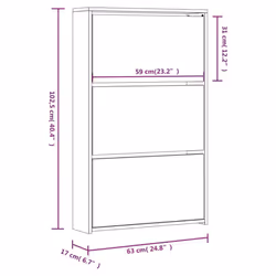 ) Shoe Cabinet Storage Organiser Rack Stand Multi Colours 63x17x102.5/63x17x67cm - Grey sonoma, 63 x 17 x 102.5 cm (W x D x H - Additional view 3