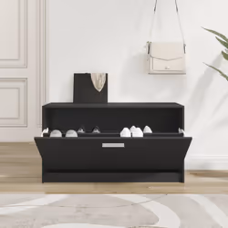 Shoe Cabinet Storage Organiser Stand Entryway Hall Rack MDF Multi Colours - Black - Additional view 2