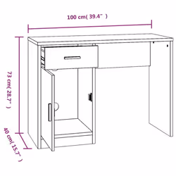 vidaXL Desk with Drawer and Cabinet 100x40x73cm PC Writing Table Multi Colours - High gloss white - Additional view 3