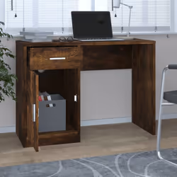 vidaXL Desk with Drawer and Cabinet 100x40x73cm PC Writing Table Multi Colours - Smoked oak - Additional view 2